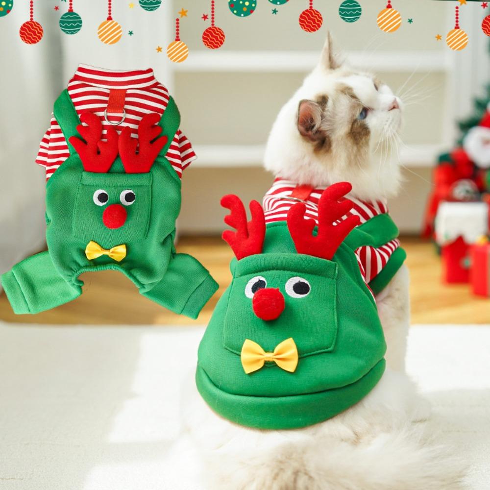 Warm Dog Four Legged Clothes Striped Pet Dress Up Costume Cats Christmas Coats  Autumn and Winter