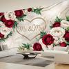 An Elegant "Mr. And Mrs." Heart-shaped Floral Background - Red and White Roses Gold Decorations