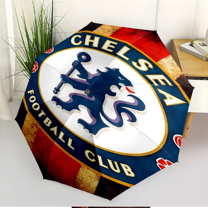 Football Club F.C Print Automatic Open Close Umbrella, Portable Foldable Umbrella, for Outdoor Commute Camping Trip, Ideal Birthday Gift