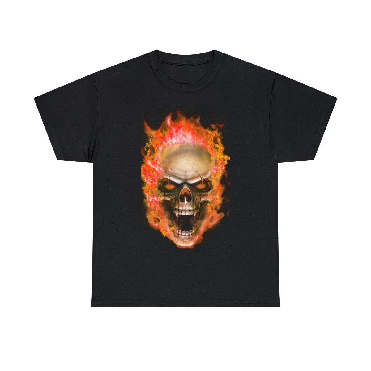 Оранжевая футболка с коротким рукавом «Пылающий череп демона» 2XL