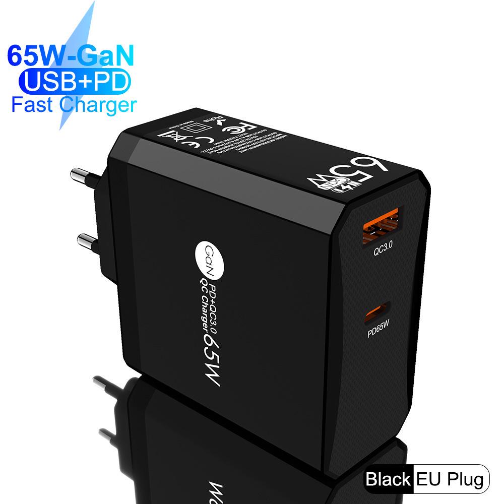 PD65W GaN Dual-Port Fast Charger for Computers and Tablets - European Standard Adapter