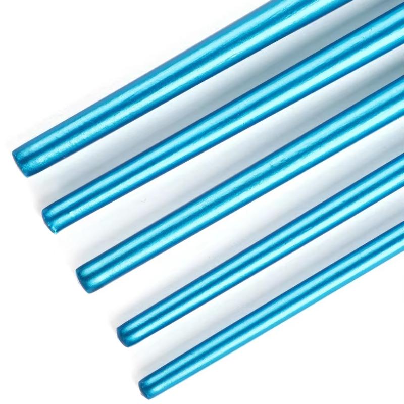 JOWOART 5 Pcs Set Watercolor Brush Pen Nib Round Head Blue Short Wood Nylon Hair Gouache Paint Brush Set Art Supplies for Painting