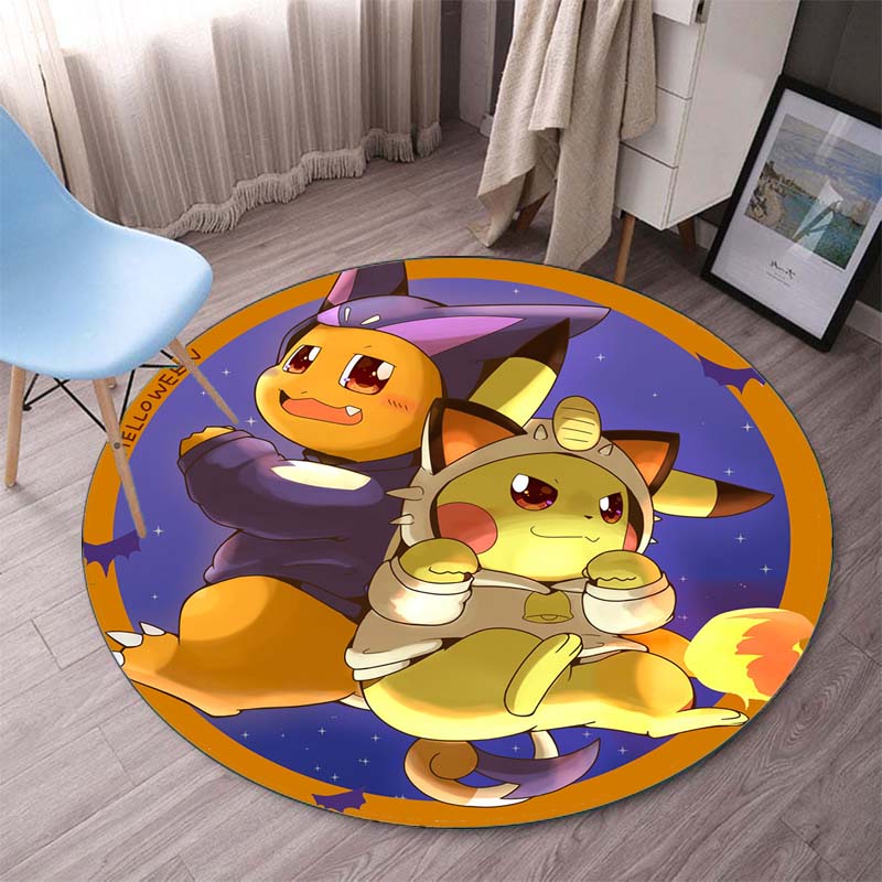 Non-Slip Round Carpet Pokemon Cartoon Gaming Mat Pokemon Carpets Floor Mat Carpet Cute Floor Rug Bedroom Rug