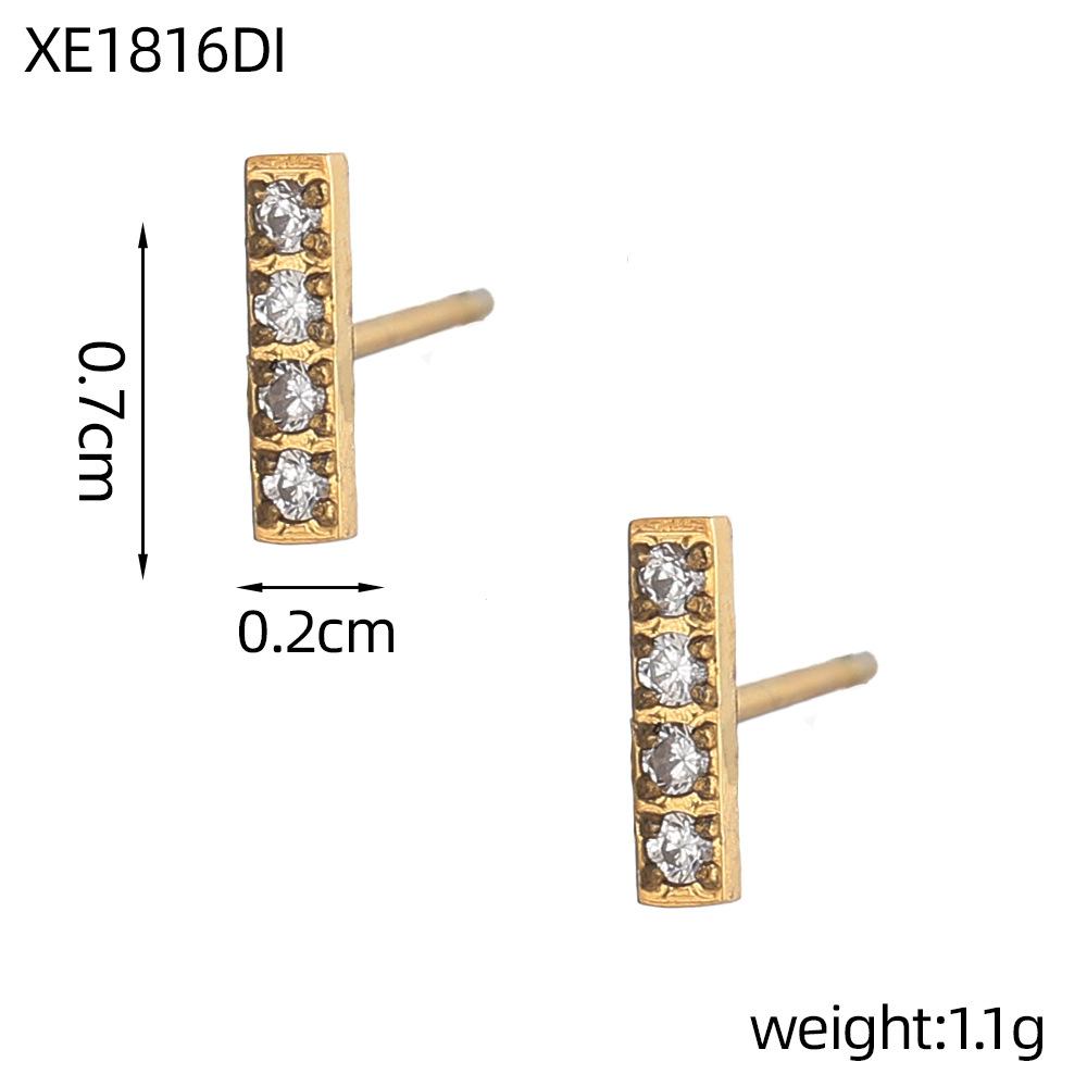 CARLIDANA A-Z Alphabet Initial 26 Letter Stainless Steel Gold Plated Cubic Zircon Paved Fashion Jewelry CZ Stone Stud Earring
