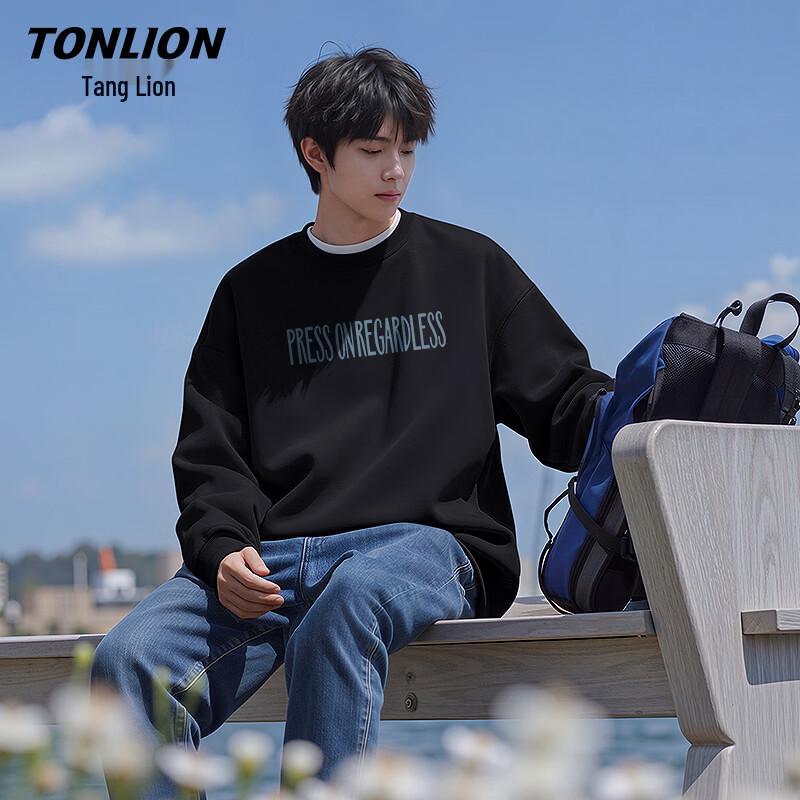 

Мужская повседневная толстовка TonLion с круглым вырезом, тяжелый хлопок 5XL
