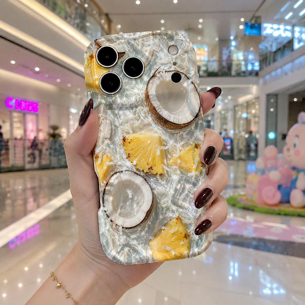 Tropical Coconut Pineapple Phone Case Summer Fruit Hard Cover for iPhone Shockproof Protection Birthday Christmas Halloween Holiday Gift