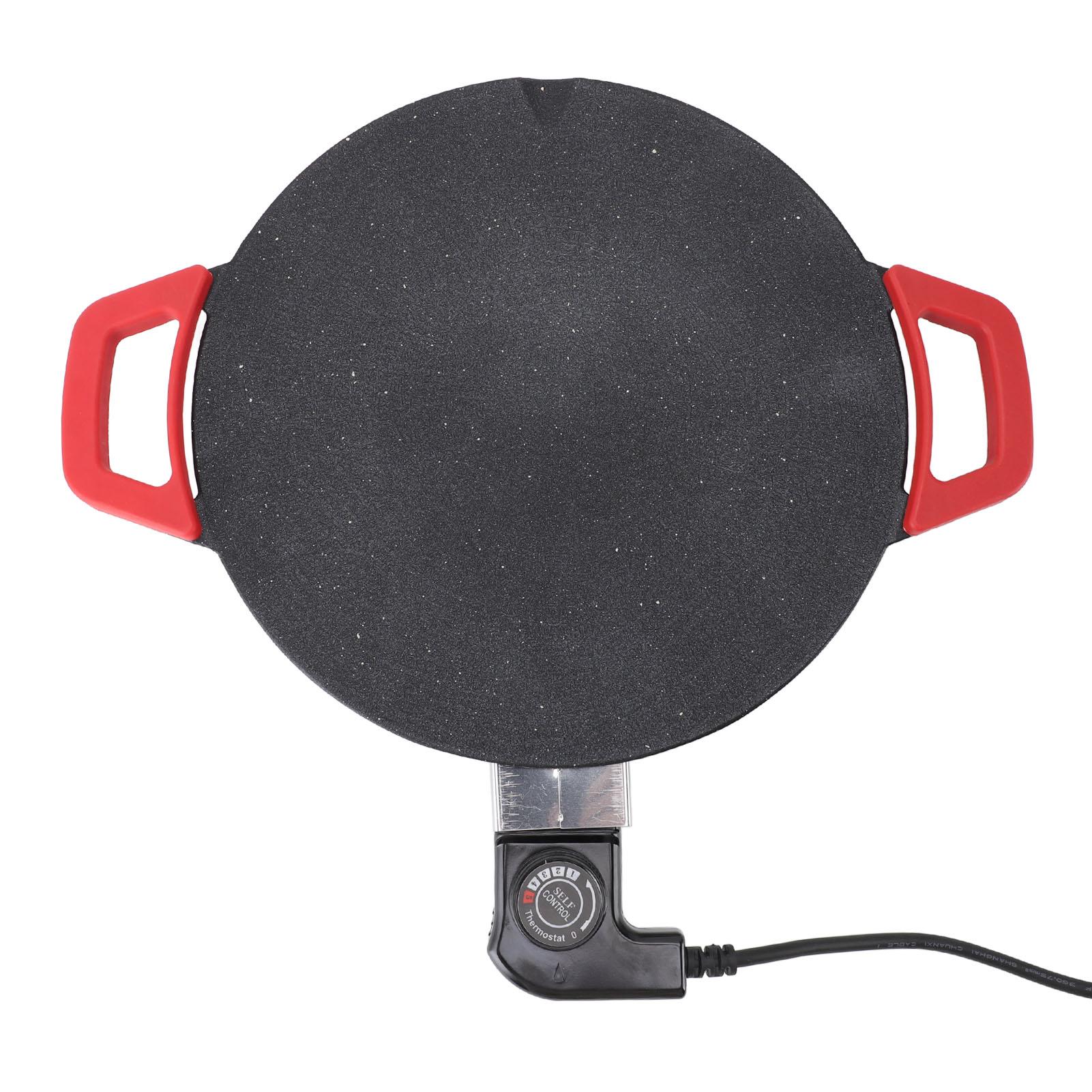 30cm Elektrische Grillpan Ronde BBQ Grillplaat Concave Ontwerp Anti-aanbaklaag Temperatuurknop Verstelling Elektrische Grillplaat