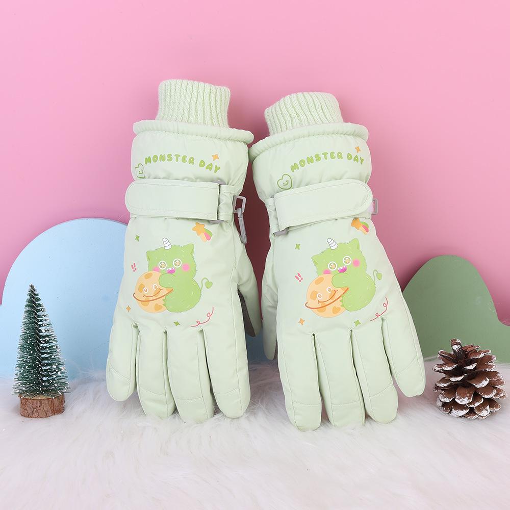 Children's Winter Ski Gloves: Thick, Cold-Proof, Waterproof, Windproof, Non-Slip, Warm Cotton for Ages 3-17.