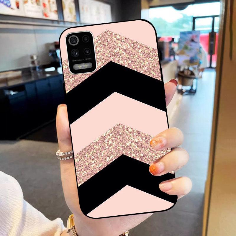 Soft TPU Phone Case For LG K52 K62 Q52 Black Silicone Back Cover For LGK52 LGQ52 LGK62 Fashion Flower Shell Fundas Bumper