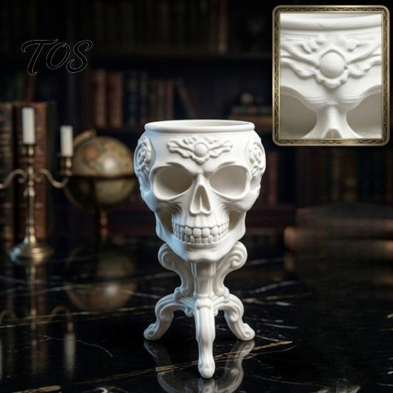 Desktop Succulents Containers Mini Gothic Skull Planter Pot, 3D Printed Creepy Flowerpot, Flowerpot Plants Container, Desk Decoration for Halloween