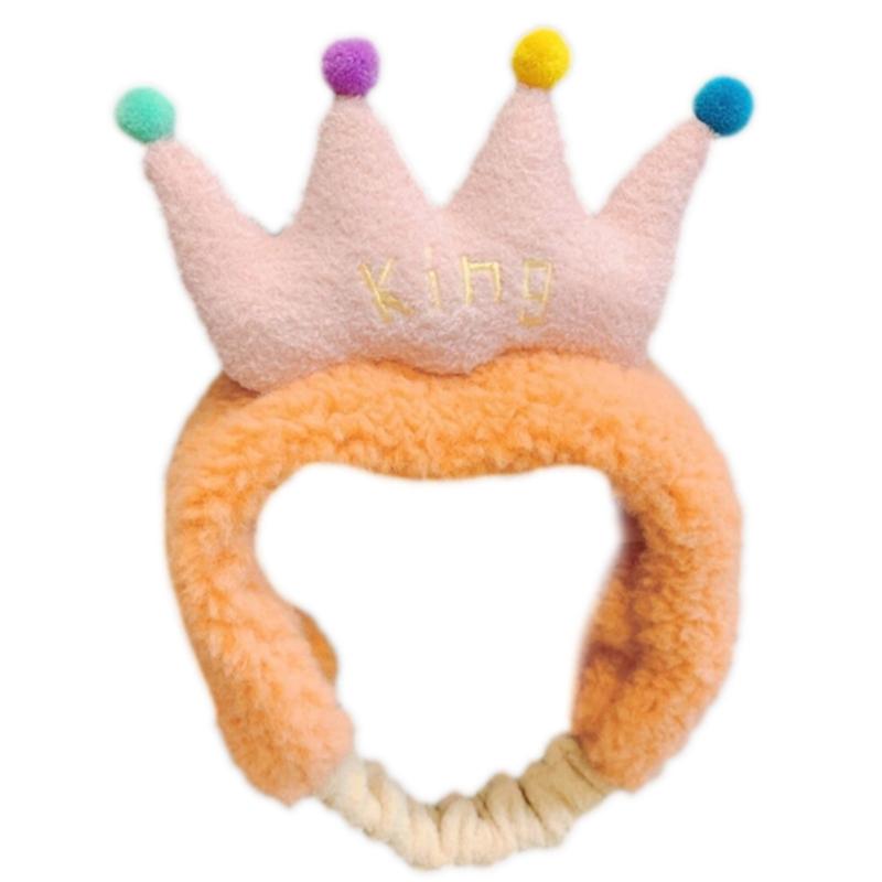 Plush Colorful Crown Hairband Soft Spa Headbands Elastic Furry Turban Non-slip Headwrap for Washing Face Makeup Tool