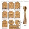 50Pcs Christmas Brown Kraft Paper Gift Tags with Jute And Baker Rope for DIY Xmas Holiday Present Wrap Stamp Navidad Decoration