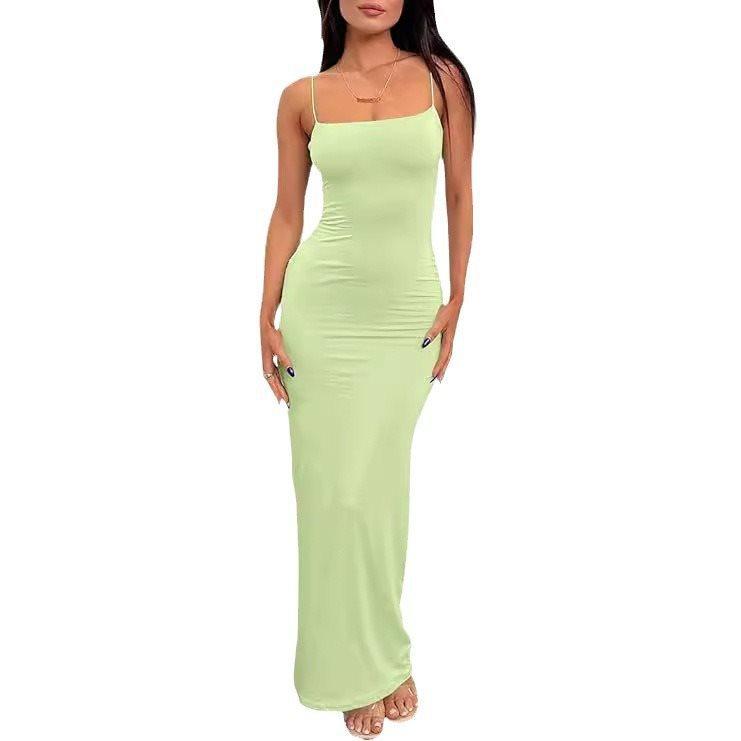 New Women's Evening Dress Dress Sexy Women's Long Skirt Hip-wrapped Slim Backless Summer American Black