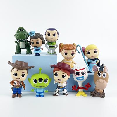 Nová sada 10 ks akčních figurek Disney Toy Story 4 Woody Buzz Forky Jessie Alien Mini sběratelské figurky Hračky pro děti Dárek k narozeninám Dekorace domu