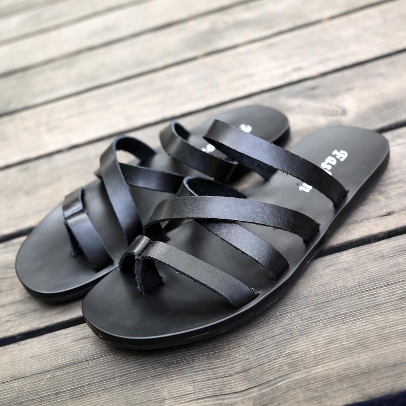 2024 Non-Slip Male Comfortable Slippers New Arrival Fashion Men's Half Drag Genuine Leather Men Casual Summer Hollow Out Shoes