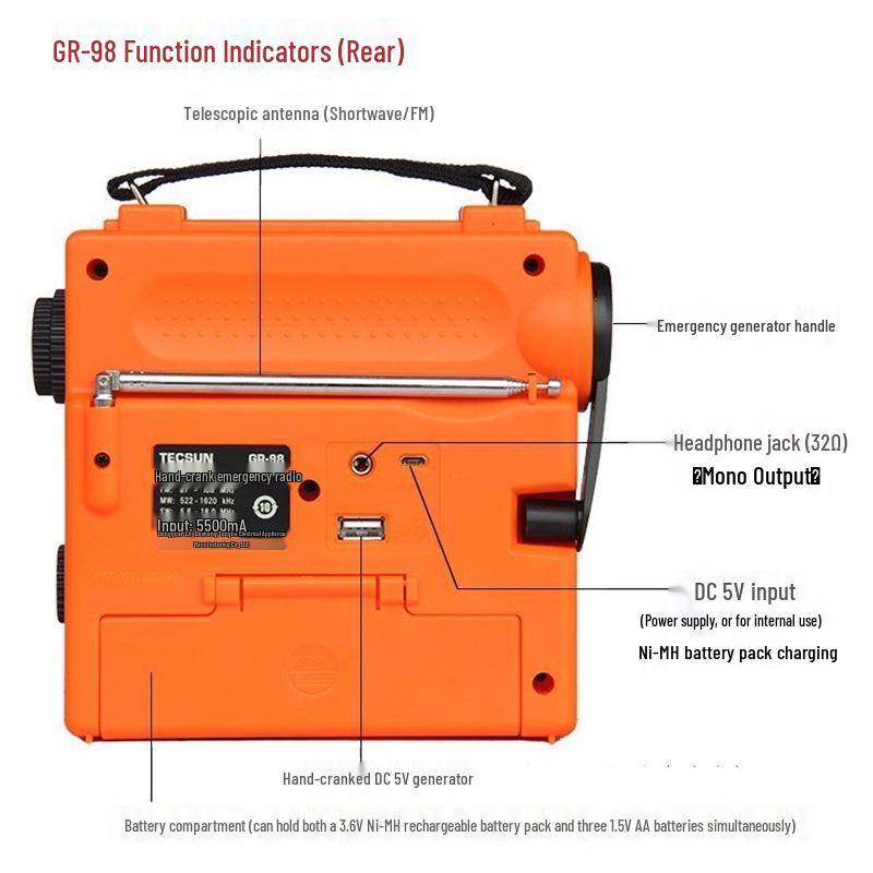Desheng GR98 Hand-Crank Emergency All-Band Radio