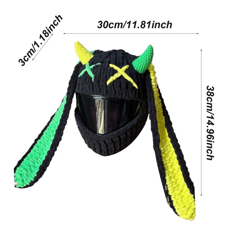 Husă pentru căști de motocicletă, cu desene animate drăguțe, pentru căști de motocicletă, pălărie tricotată manual, croșetat, husă de protecție, accesorii pentru căști