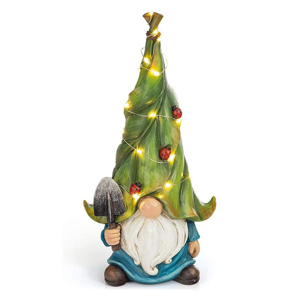 Cartoon Gnome Garden Decor With Lights Outdoor Statues Waterproof Resin Figurines Night Decorative Lamp Accessories