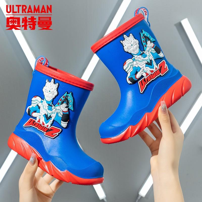 Boys' Rain Boots Ultraman Kindergarten Outdoor Thick-Soled Zero Children's Rain Shoes Toddler Lightweight Non-Slip Waterproof Rubber Shoes