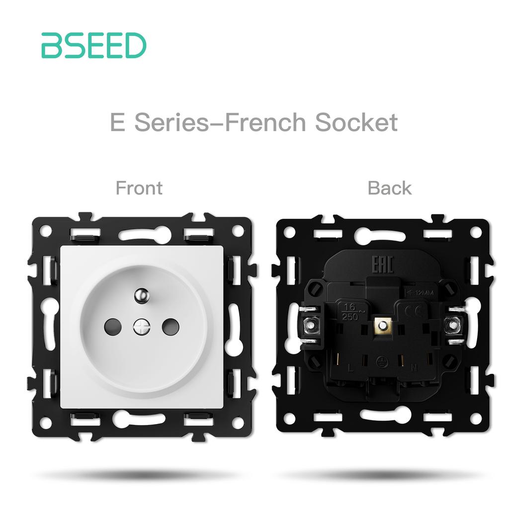 BSEED DIY FR Socket Module USB Phone Fast Charging Parts Wall Light Large Plug Plastic/Glass Frame Combination E Series
