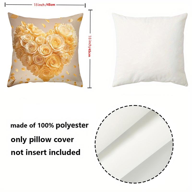Heart-shaped Flower Cushions 2D Printed Beautiful Decor Polyester pillowcase, sofa decorative cushion cov Headboard Pillow