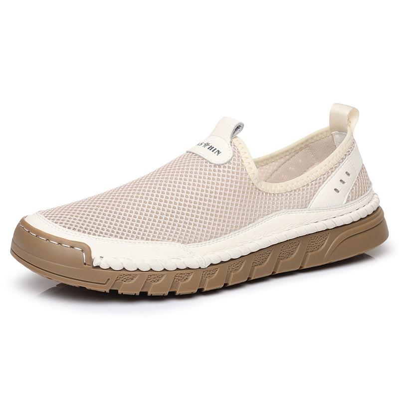 

Летняя обувь 2025 Мужские повседневные лоферы Плоские дышащие сетчатые слипоны Бренд Мужская обувь Черный Белый 44 белый