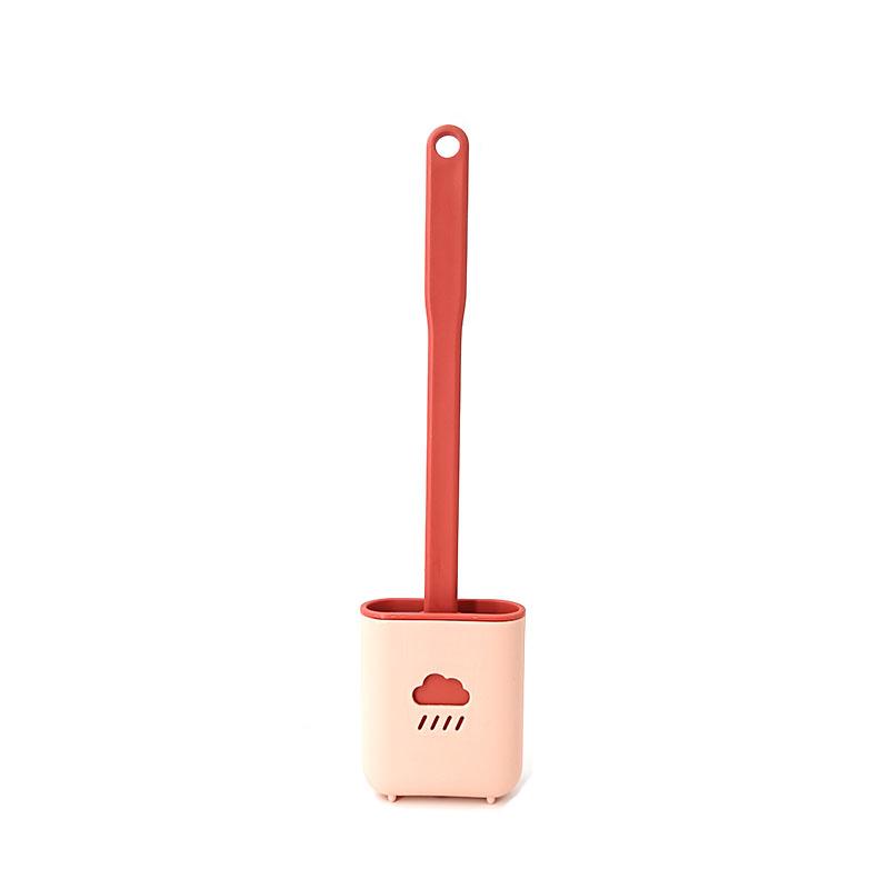 

Силиконовая щетка для унитаза, чистящее средство для туалета, щетка для унитаза с держателем, гибкая щетка с плоской головкой и мягкой щетиной, аксессуар для ванной комнаты, чистка зазоров розовый