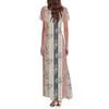 Women's Summer Casual Fashion Print Color Dresses V-Neck Short Sleeve Dresses