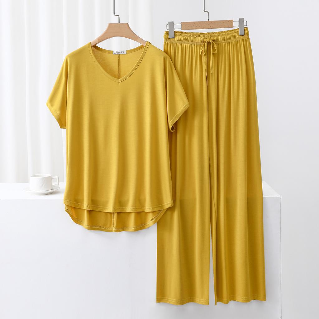 Ensemble de survêtement deux pièces pour femme Coupe ample Haut à manches courtes Pantalon à cordon de serrage