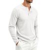 Men S Waffle Knit Henley Collar Long Sleeve T Shirt
