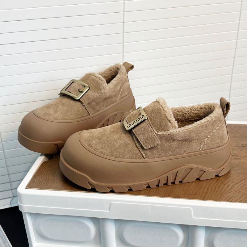 

Кожаный бархат на толстой подошве, нескользящие и универсальные, полностью закрытые, новая обувь, женская обувь на мягкой подошве Boken 39