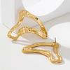 2026 European Style Geometric Hollow Metal Earrings for Women - Irregular, Exaggerated Design