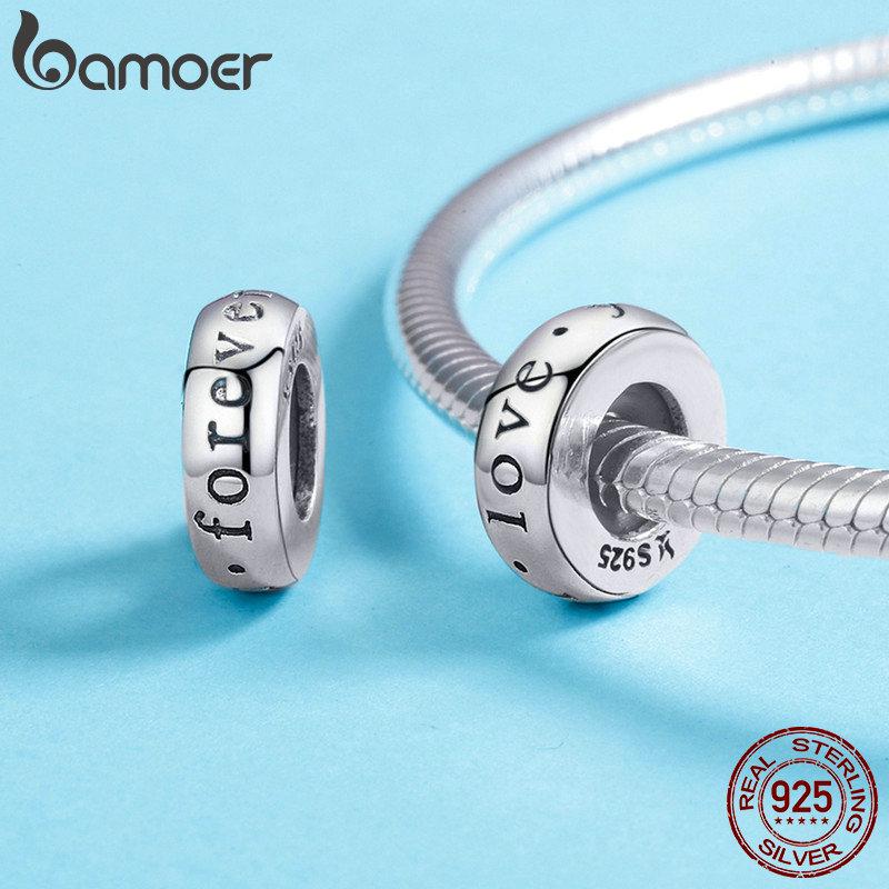 BAMOER Romantic New 925 Sterling Silver I Love You Forever Engrave Dištančné korálky vhodné na náramok Charm