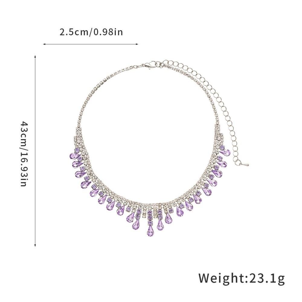 Water Drop Rhinestone Jewelry Set Shiny Inlaid Tassel Necklace Earrings Set Luxury Exquisite Crystal Necklace Set Women