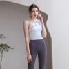 Spaghetti-Strap Ruffle Yoga Clothing Top Sexy Cropped Women's Summer Yoga Short Sleeve Nude Feel Tank Top Tights