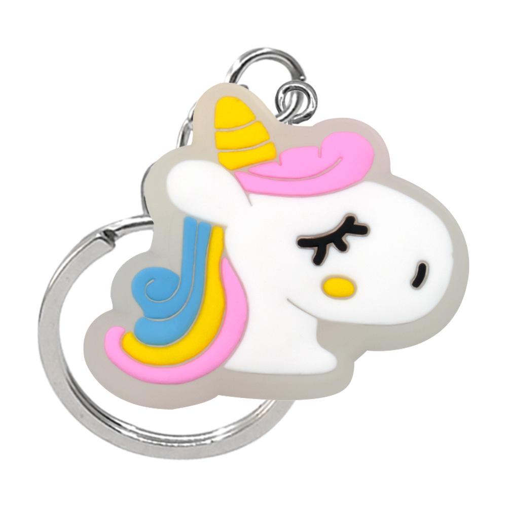 Press-Type LED Flashing Cartoon Keychain Charm - PVC Bag Pendant