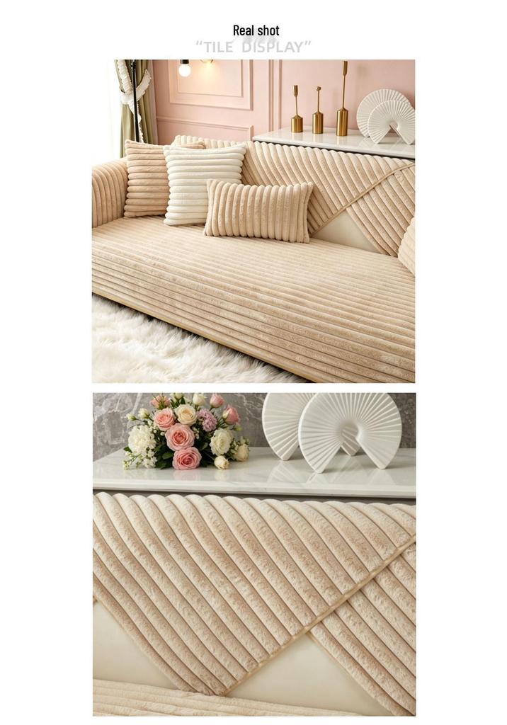 Thickened Non-Slip Flannel Sofa Cushion: High-End, Warm Full-Cover Design