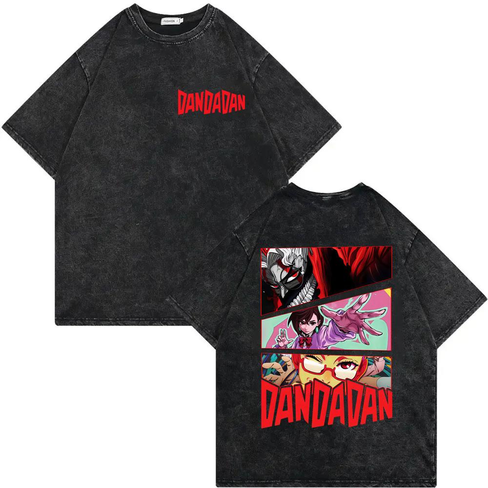 Dandadan Turbo Granny Anime Graphic T Shirts High Street Fashion Trend Vintage Washed Tshirt Men Women Casual Cotton Tshirts