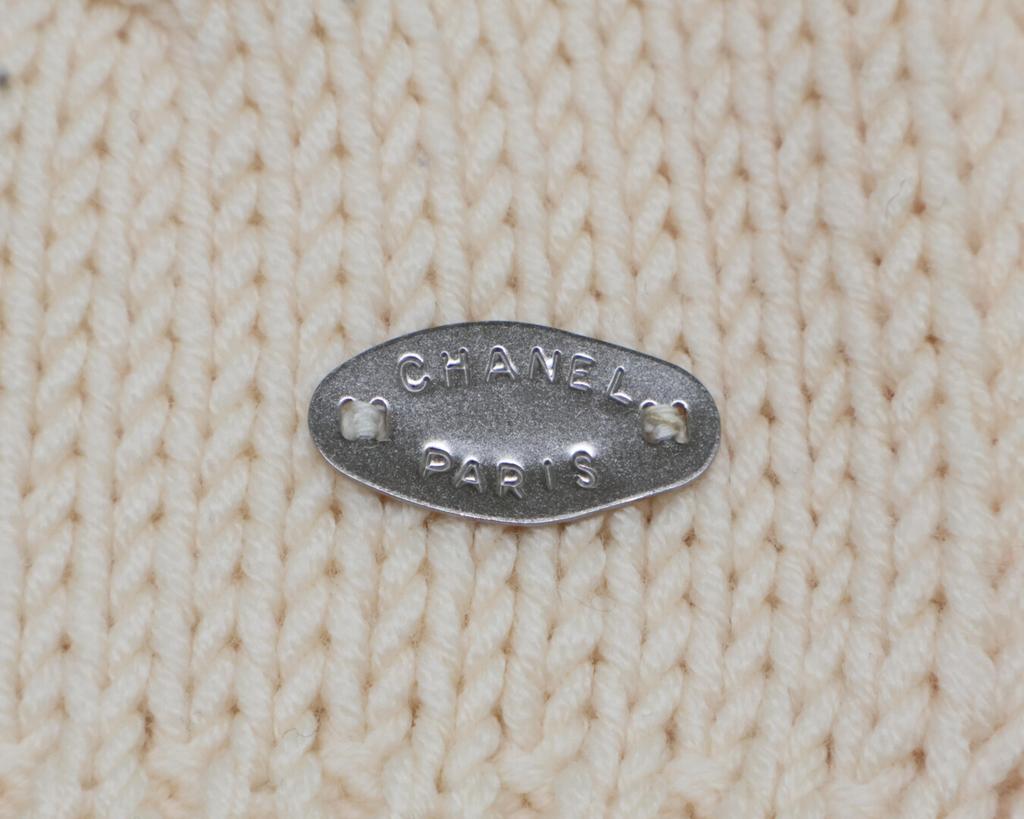 Chanel [Good condition/Domestic Regular Product] 99A P13656V00633 Cable Turtleneck Knit Sweater/ Tops 38 IvoryUsed