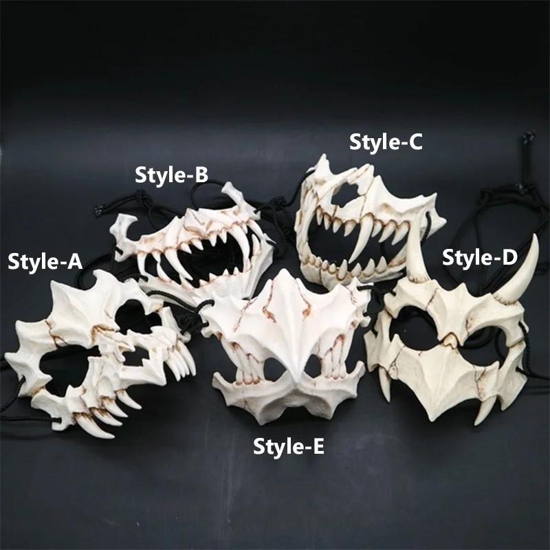 Halloween Dragon God Long Teeth Demon Cosplay Mask Eco-friendly Animal Theme Party Animal Skull Mask Halloween Props Accessor