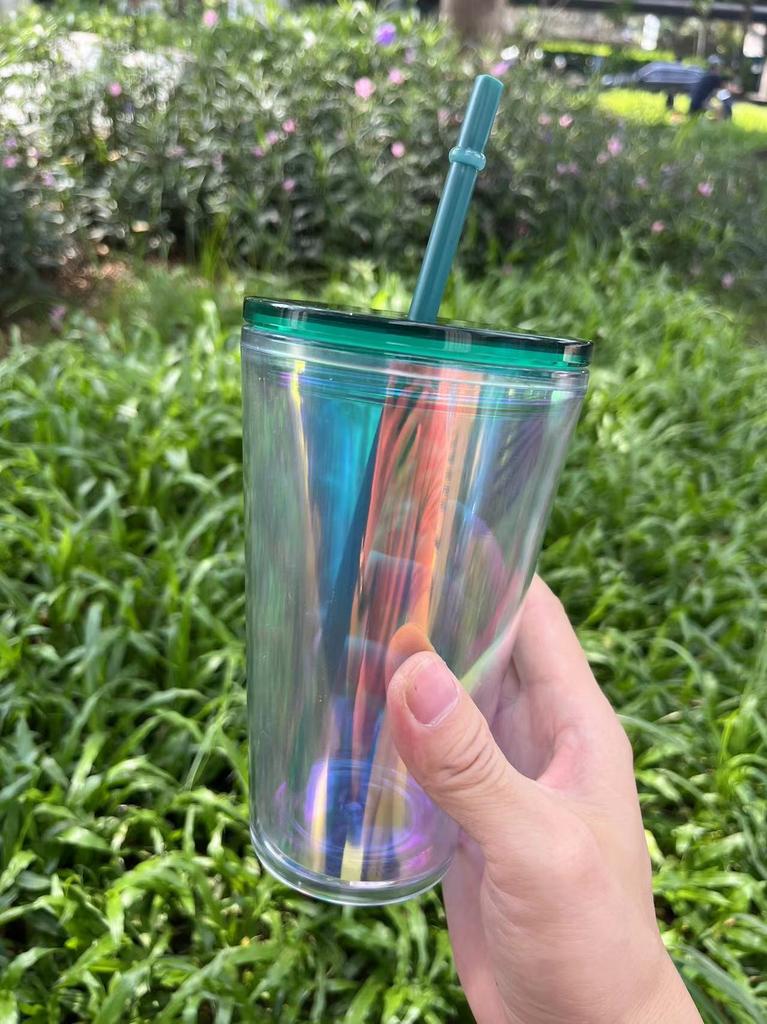 not predrilled 480ml 16oz clear plastic snow globe tumbler snow globe cup with straw and lid