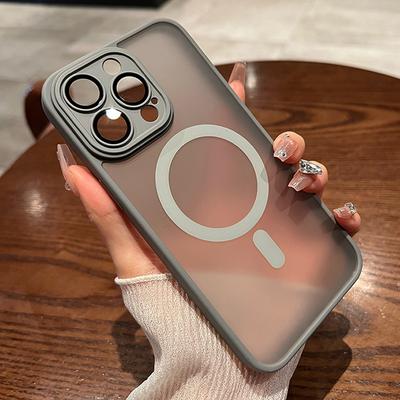 Luxusný magnetický nárazuvzdorný matný priehľadný kryt pre IPhone 16 15 14 13 Pro Max Plus pre Magsafe bezdrôtové nabíjanie