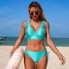 Women's Hollow Split Swimsuit Bikini - Solid Color, Sexy European and American Style