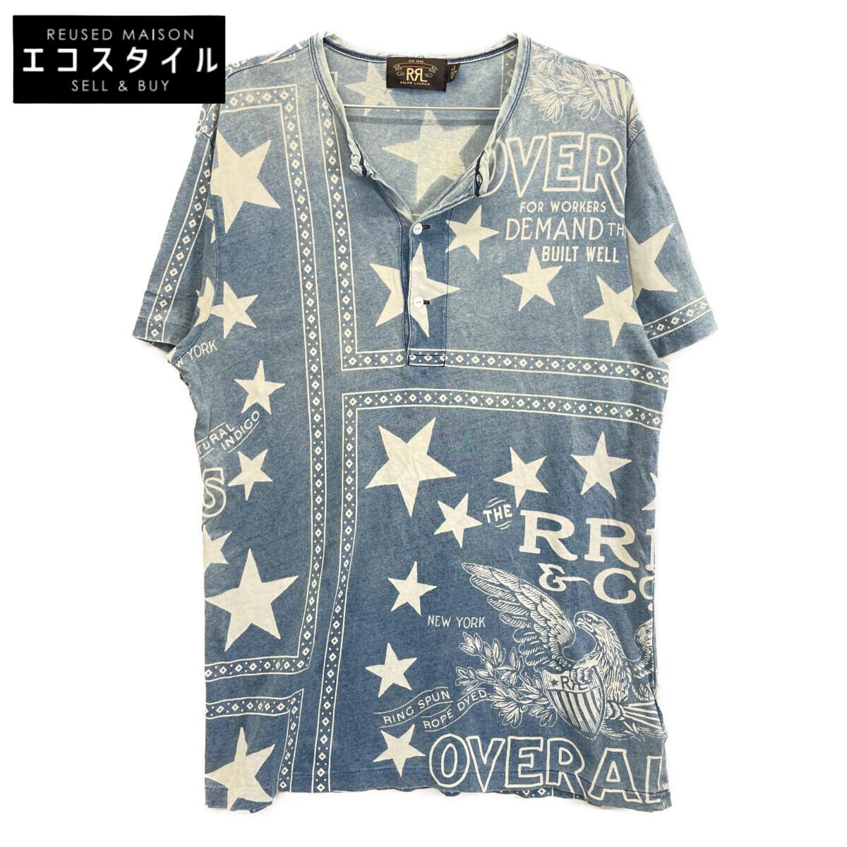 

RRL Henley neck cotton T-shirt tops M blueUsed