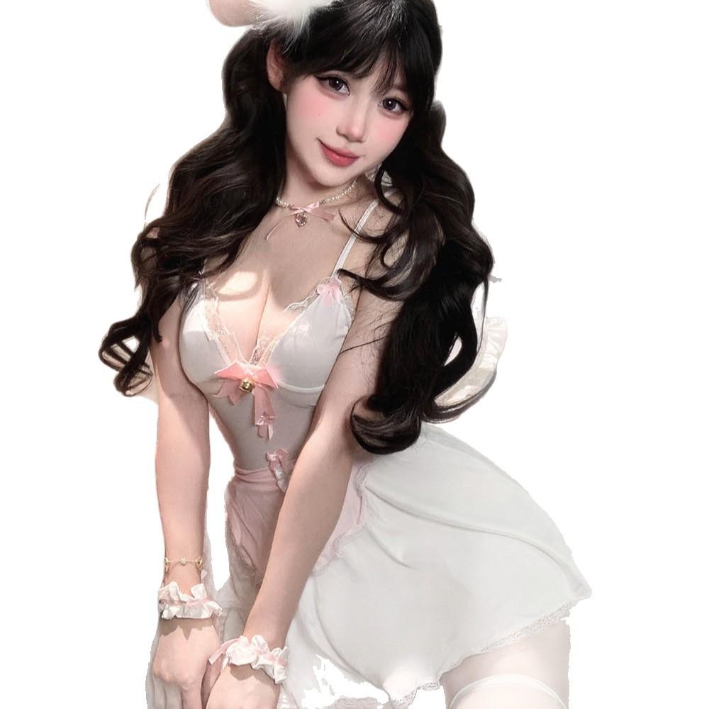 Playful Pussy Maid Play Suit Suspender Pajama Breast Sexy Pure Erotic Lingerie