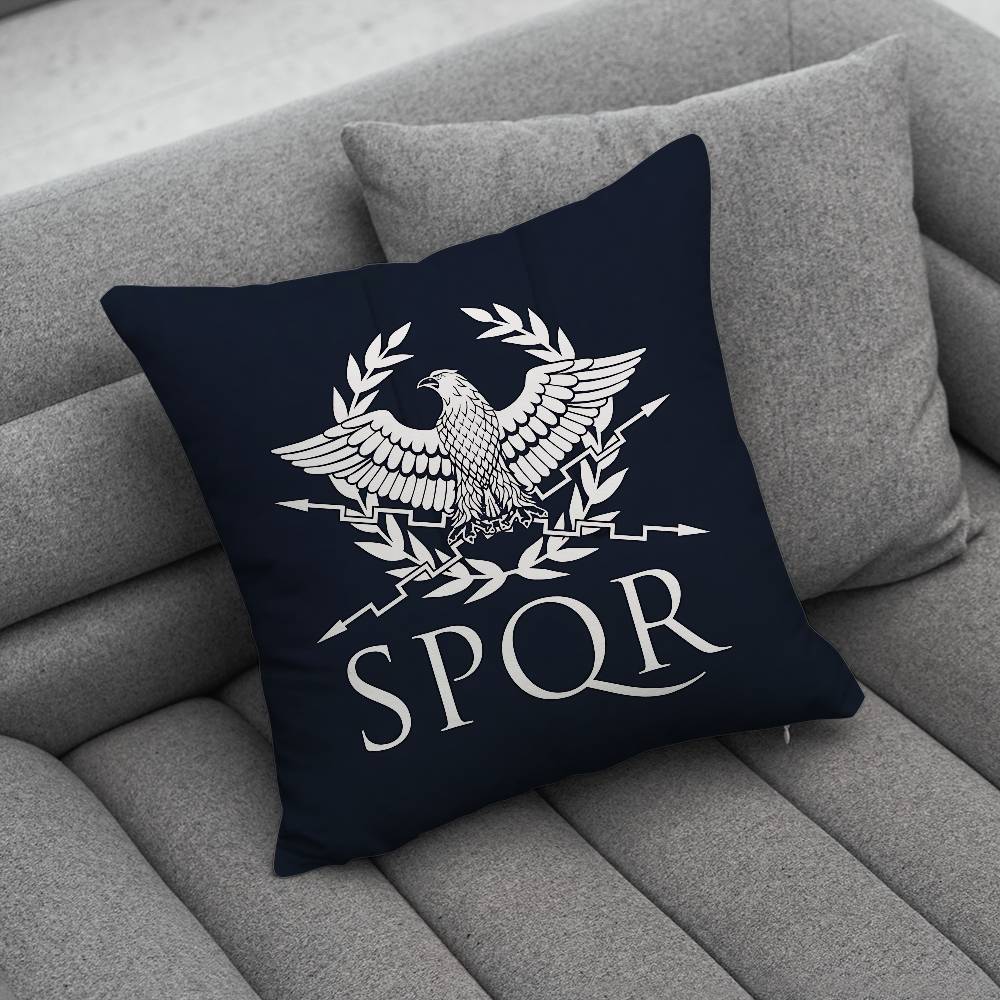 Retro Spqr Roman Empire Pillow Case Antidustmite Pillowcase Invisible Zipper Silky Short Plush Sofa Cushion Cover