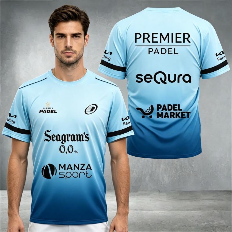 Maglia Sportiva Professionale da Padel da Uomo a Manica Corta Traspirante Asciugatura Rapida Top da Allenamento Partita Divisa di Squadra Stampata