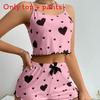 Romantic Heart Print Sleepwear Set With Stretchy Polyester For Young Women