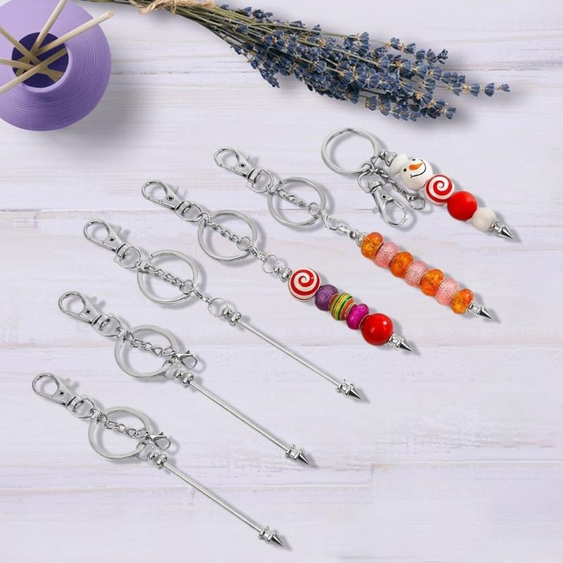 Set of 12 Metal Lobster Claw Clasps with Blank Bead Chain Key Chain Component Keyring Accessories Jewelry Making Kit