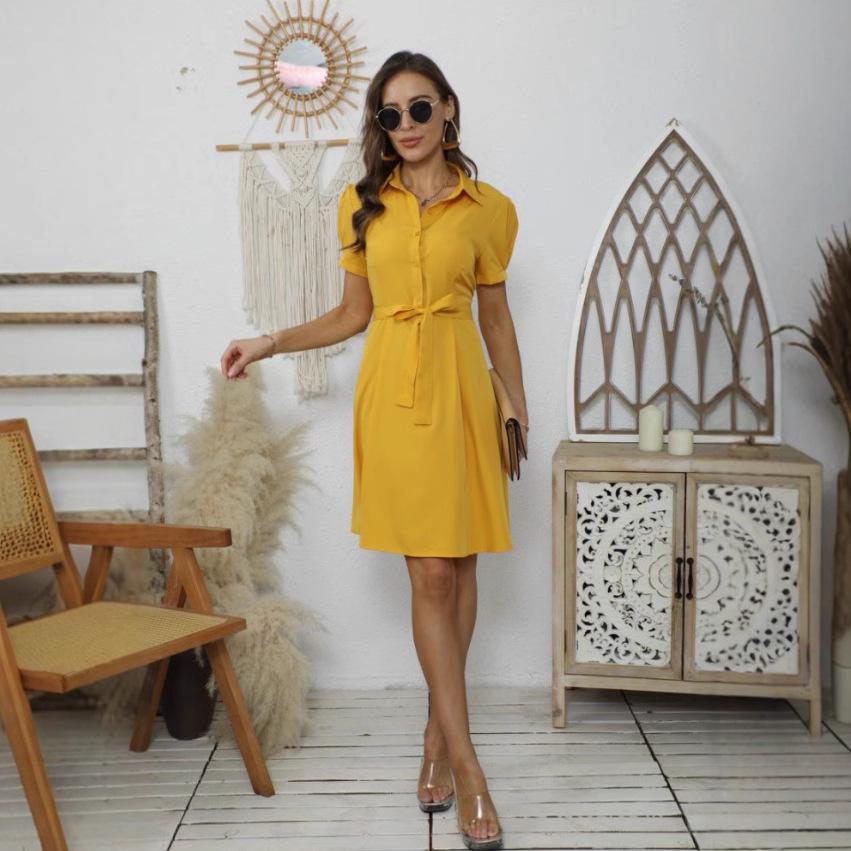 2025 Trendy Red Short Sleeve Dress for Women – Spring, Autumn, Winter